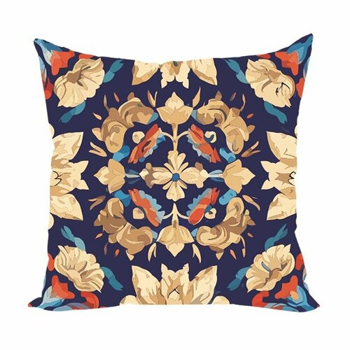 Подушка декоративная Синий узор 40х40 велюр подарок жене, подруге на день рождения, юбилей, 8 Марта