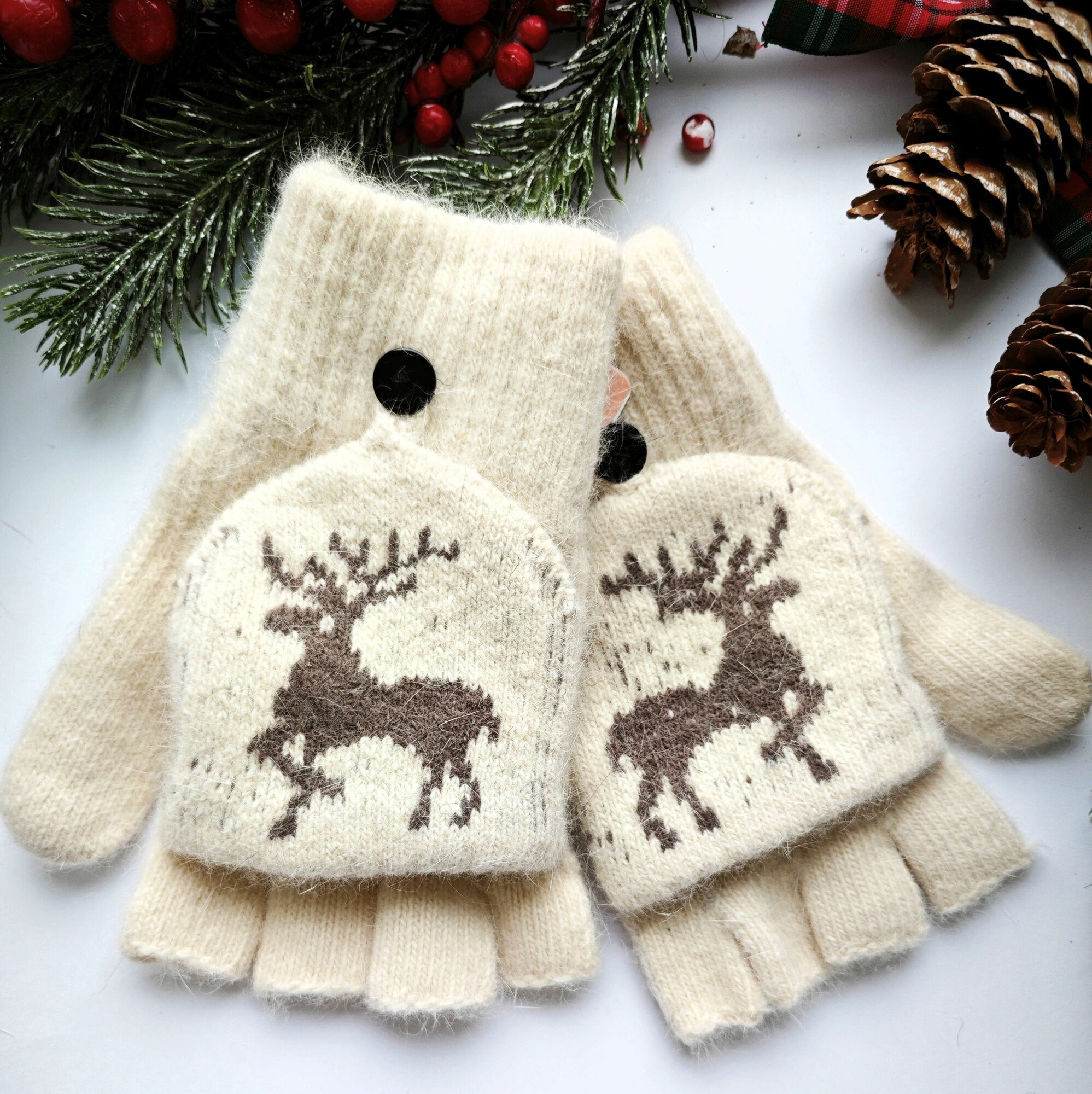 Митенки  для женщин, размер универсальный, бежевый — фото 1