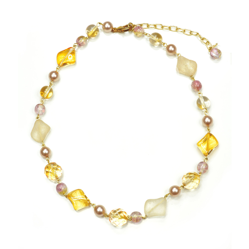 Бусы Bohemia Style, хрусталь, желтый, бежевый