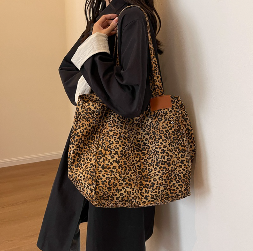 Сумка шоппер , фактура зернистая, леопардовый — фото 1