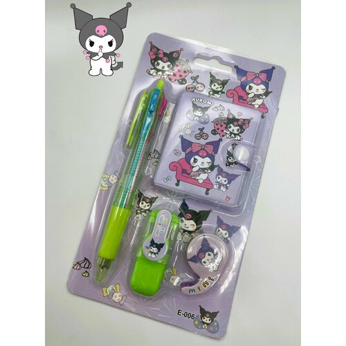 Канцелярский набор Куроми блокнот ручка скотч текстовыделитель 390₽