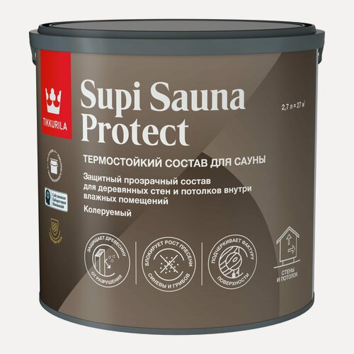 Изображение товара Состав защитный Tikkurila / Tikkivala Supi Sauna Protect (2,7л) прозрачный