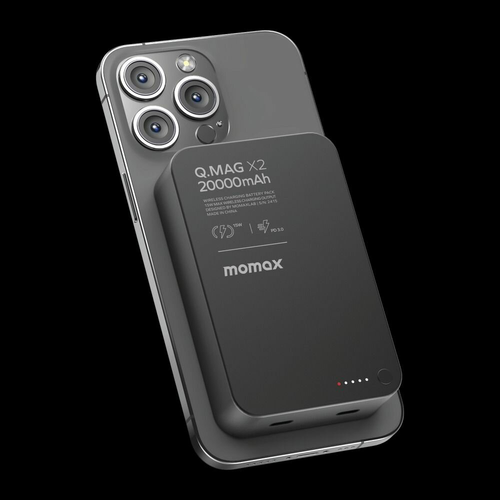 Магнитный беспроводной внешний аккумулятор Momax Q.Mag X2 Gen2 35W 20000mAh - Black