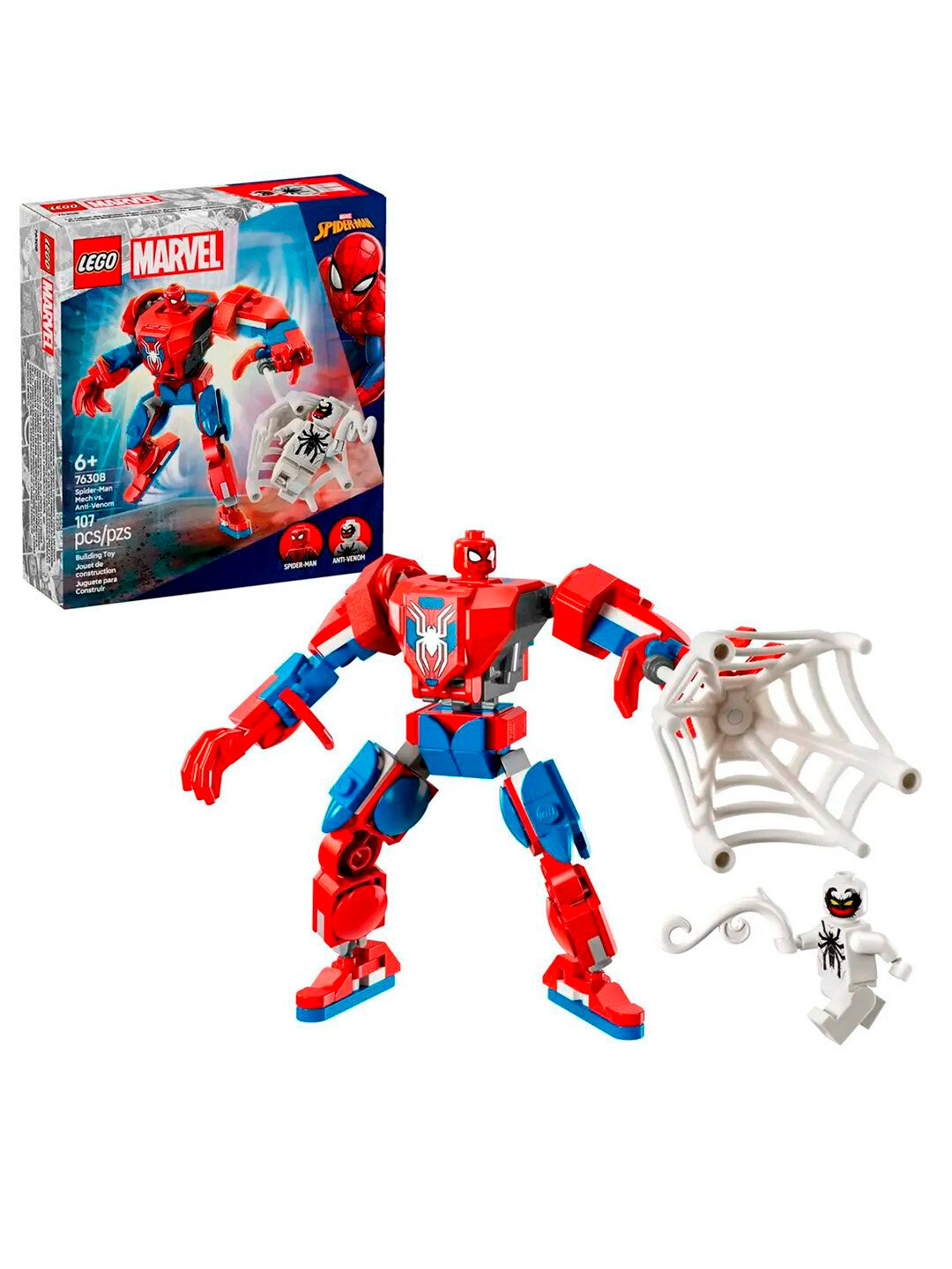 Конструктор LEGO Marvel "Spider-Man Mech vs Anti-Venom", 107 дет, от 5 лет