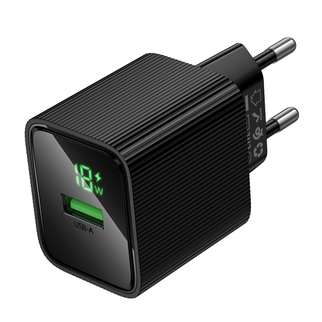 Сетевое зарядное устройство, 1 USB 3.0 QC (CS81A), HOCO, с дисплеем, черный — фото 1