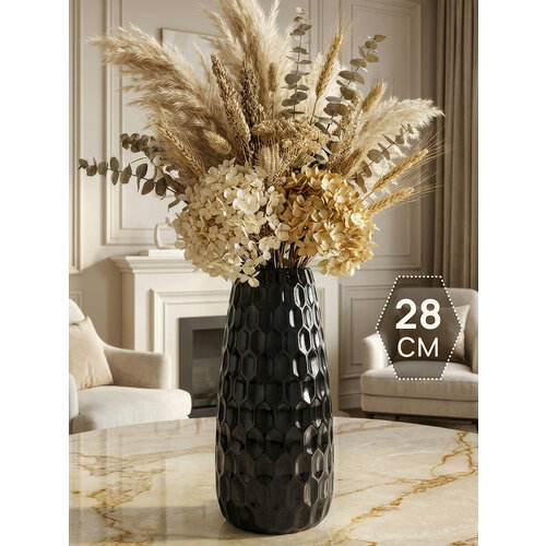 фото Ваза 12,5х12,5х28 см 2,5 л elan gallery соты черная wltk