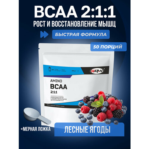 Аминокислоты WATT NUTRITION BCAA 2:1:1 быстрорастворимые, вкус Лесные ягоды 250 гр.