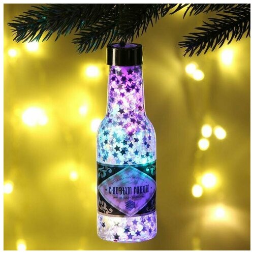 Подвеска - бутылка с гирляндой Удачи в делах, 14.2 * 4.2 см