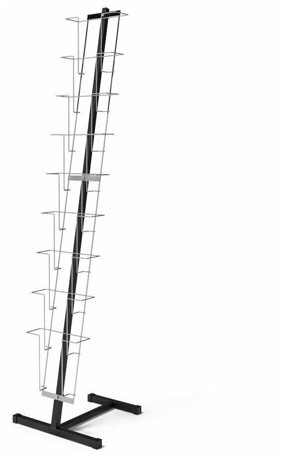 Буклетница стойка К010 А4 напольная Торгстойка на 9 карманов (алюминий хром, черная)