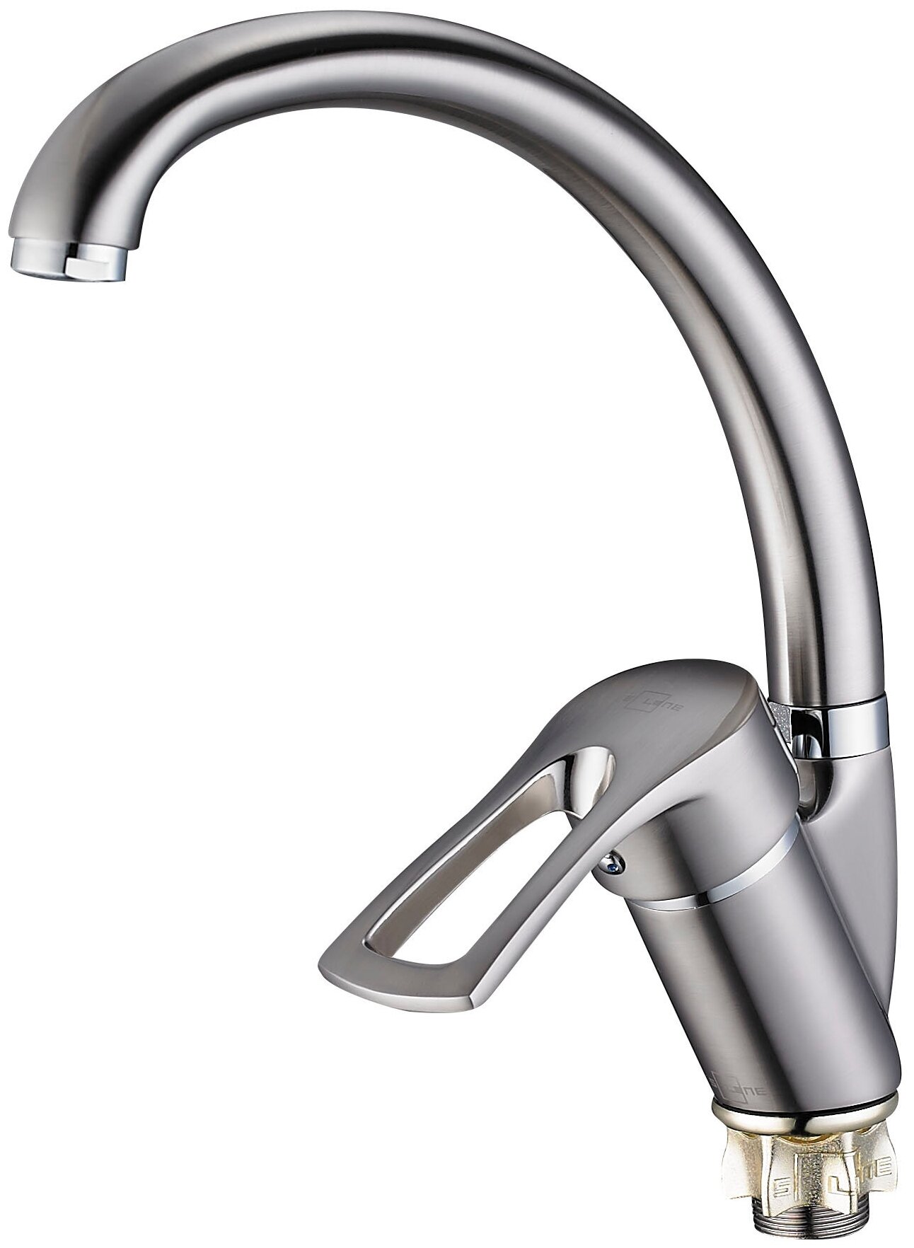 Смеситель для кухонной мойки, керамический картридж ⌀40, гайка (корона), сатин KAK4-A181KH