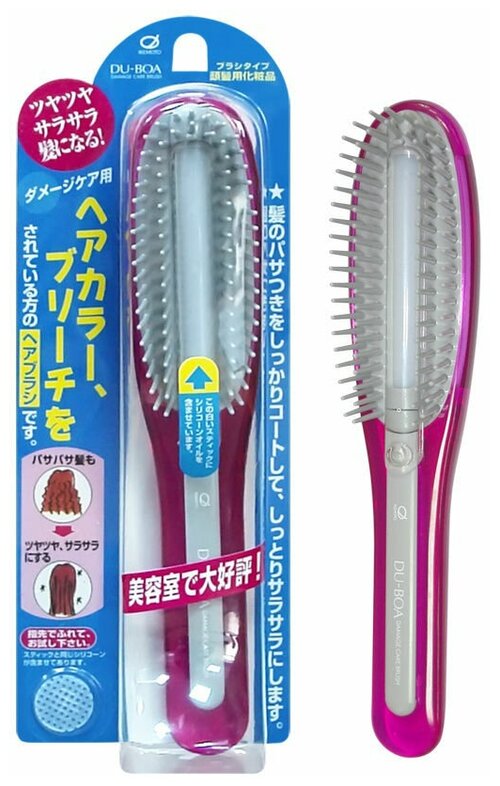 Ikemoto Расческа с силиконовым стержнем, для поврежденных волос, розовая - Damage care brush, 1шт
