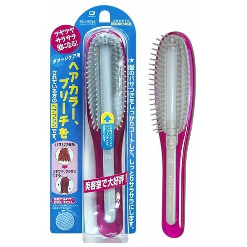 Ikemoto Расческа с силиконовым стержнем, для поврежденных волос, розовая - Damage care brush, 1шт