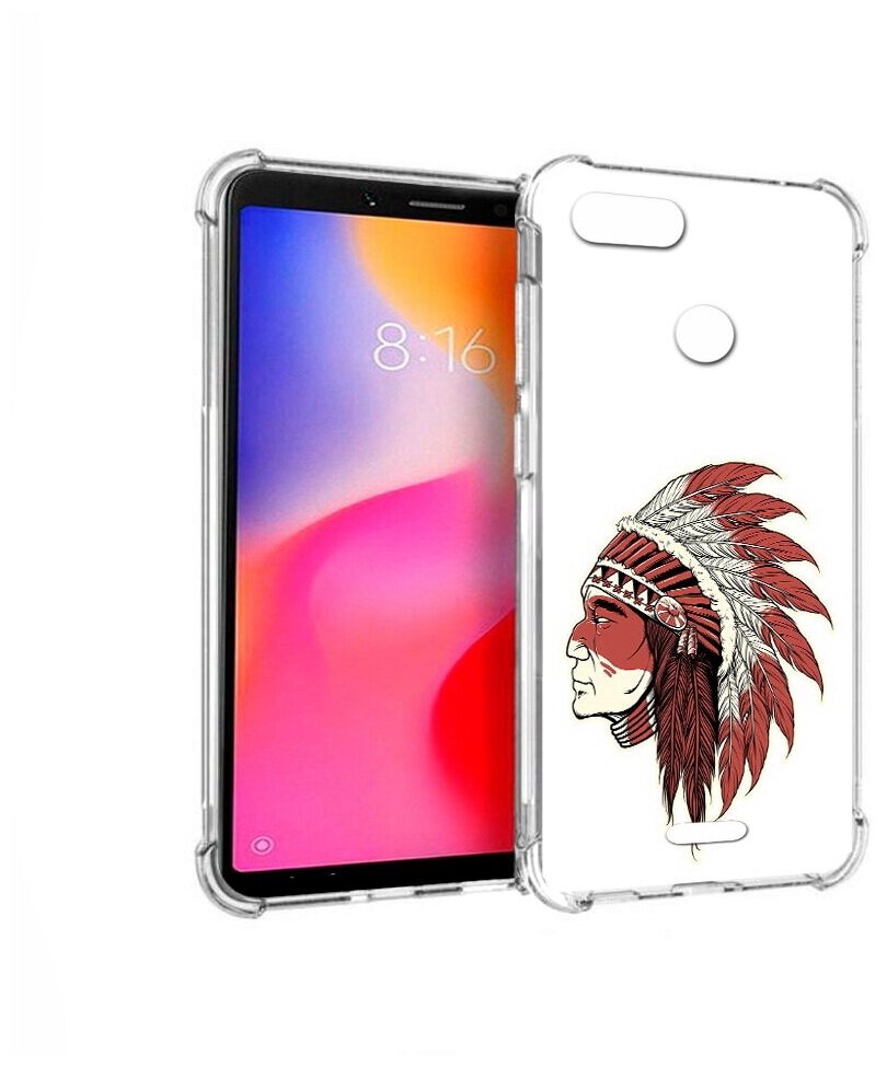 Чехол задняя-панель-накладка-бампер MyPads красный индеец для Xiaomi Redmi 6 противоударный