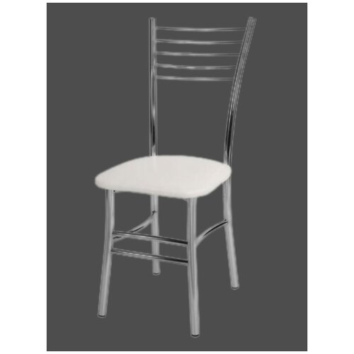 Стул Квин для обеденной зоны, столовой, кухни, металлический, хромированный корпус, цвет, белый, экокожа,