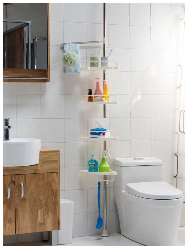 фото Стеллаж этажерка для ванной комнаты, белый