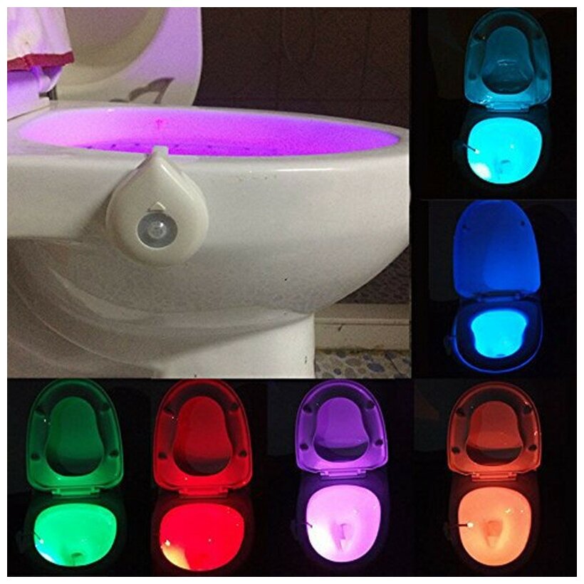 Подсветка для унитаза, ванной с датчиком движения 8 цветов / умный ночник - фотография № 7