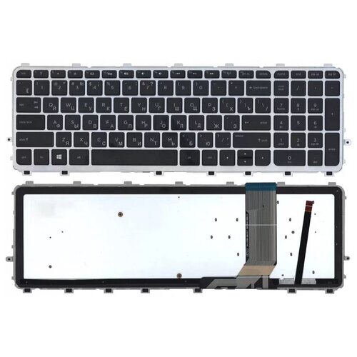 Клавиатура keyboard NSK-CN4BV для ноутбука HP Envy 15-j000er 15-j001er 15-j002er 17-j000er 17-j001er черная с серебристой рамкой с подсветкой 2140₽