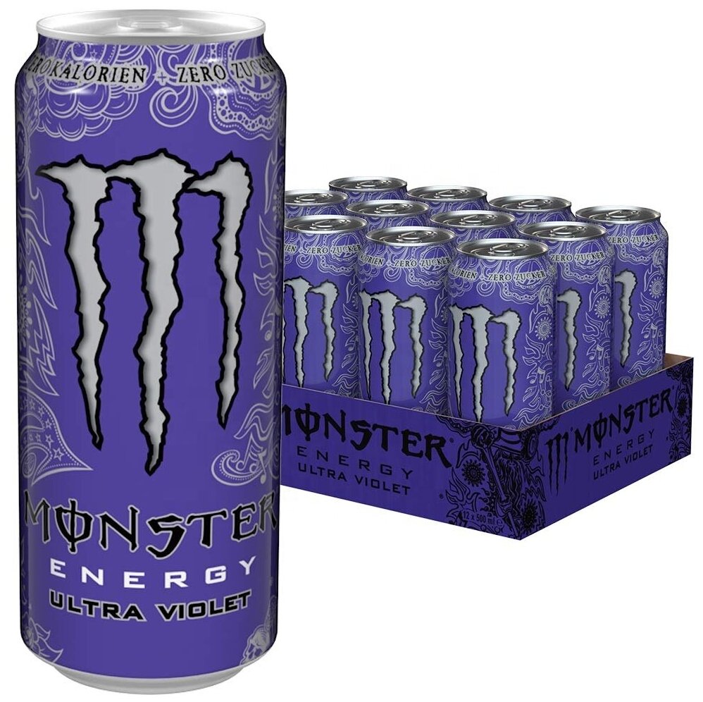 Энергетик Monster Ultra Violet/ энергетический напиток Монстер ультра фиолет упак. 12 шт. - фотография № 1