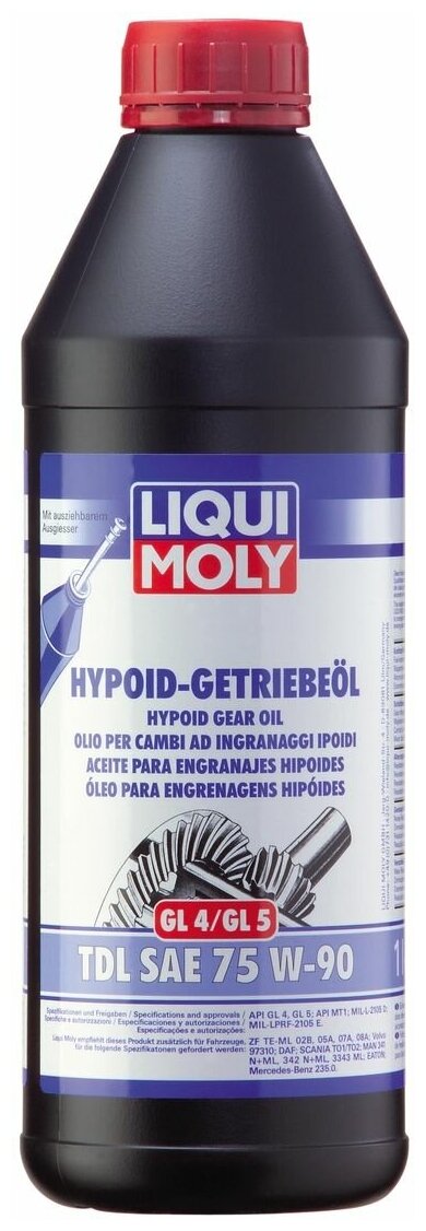 Трансмиссионные масла Liqui Moly Масло трансмиссионное LIQUI MOLY Hypoid-Getriebeoil TDL, 75W-90, 1 л