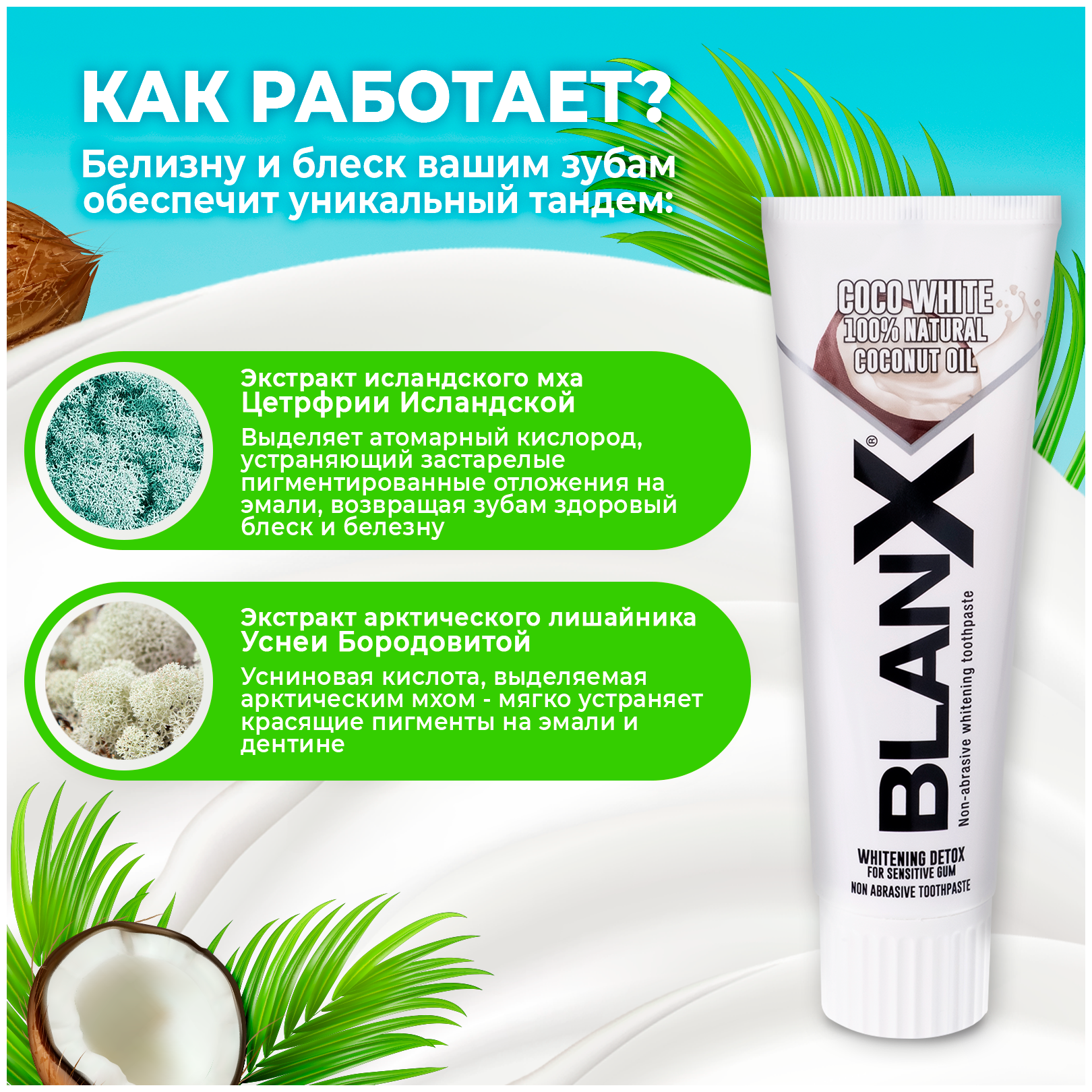 Зубная паста BlanX Coco White отбеливающая, 75мл - фото №4