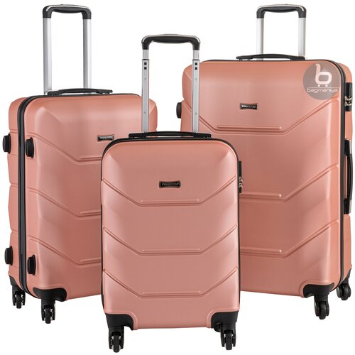 Набор пластиковых чемоданов на 4х колесах / S+M+L / 41+66+99Л / Прочный и легкий чемодан ABS-пластик