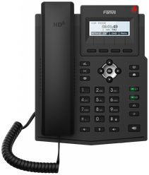 IP-телефон Fanvil X1SG, 2 SIP аккаунта, монохромный дисплей 128x48 с подсветкой, конференция на 3 абонента, поддержка EHS, POE, 1000 Mbps.
