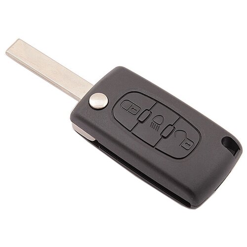 Корпус ключа зажигания для Пежо (Peugeot, лезвие VA 2, 3 кнопки, батарейка на плате)