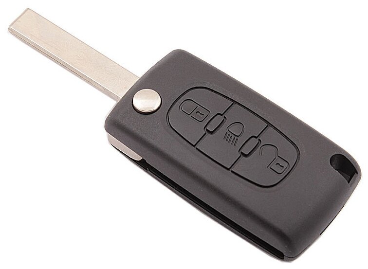 Корпус ключа зажигания для Пежо (Peugeot лезвие HU 83 3 кнопки батарейка на плате)