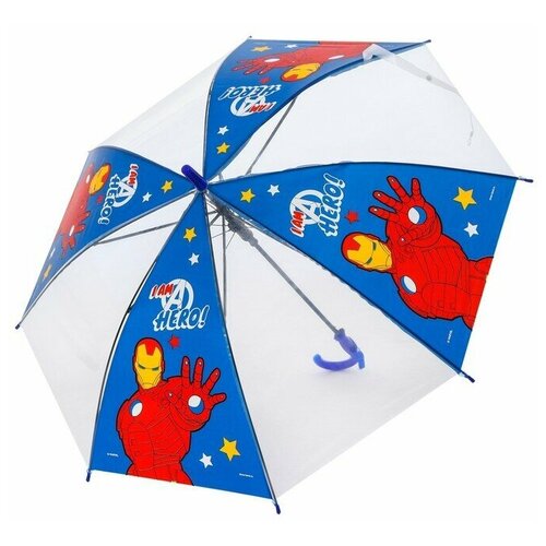 Зонт-трость Funny toys, полуавтомат, купол 90 см., прозрачный, белый, синий