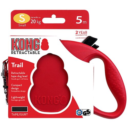 Поводок-рулетка KONG Trail S (до 20 кг) лента 5 метров, красный