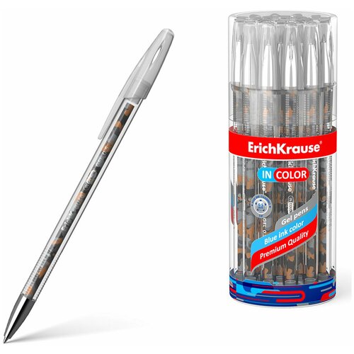 Ручка гелевая ERICH KRAUSE InColor Rough Native, синяя, игольчатый узел 0,5 мм, линия письма 0,4 мм, 48785 Комплект - 24 шт.