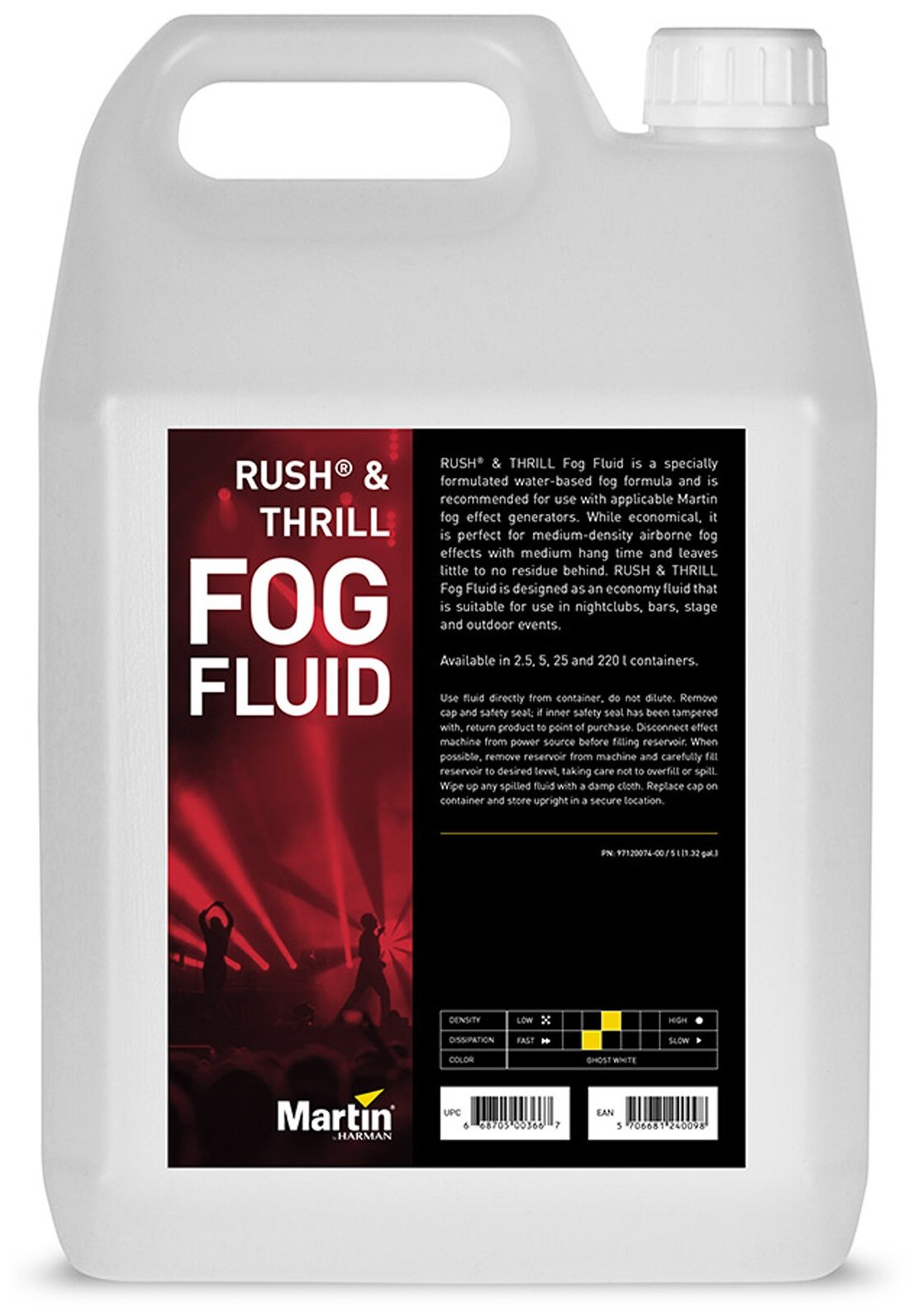 Жидкость для дым машины Martin RUSH THRILL Fog Fluid 5L (среднее рассеивание)