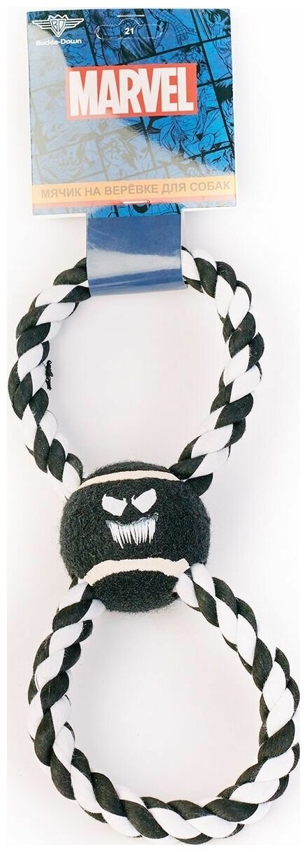 Buckle-Down игрушка "Веном" мячик на веревке для собак 29 см., Черный - фотография № 2