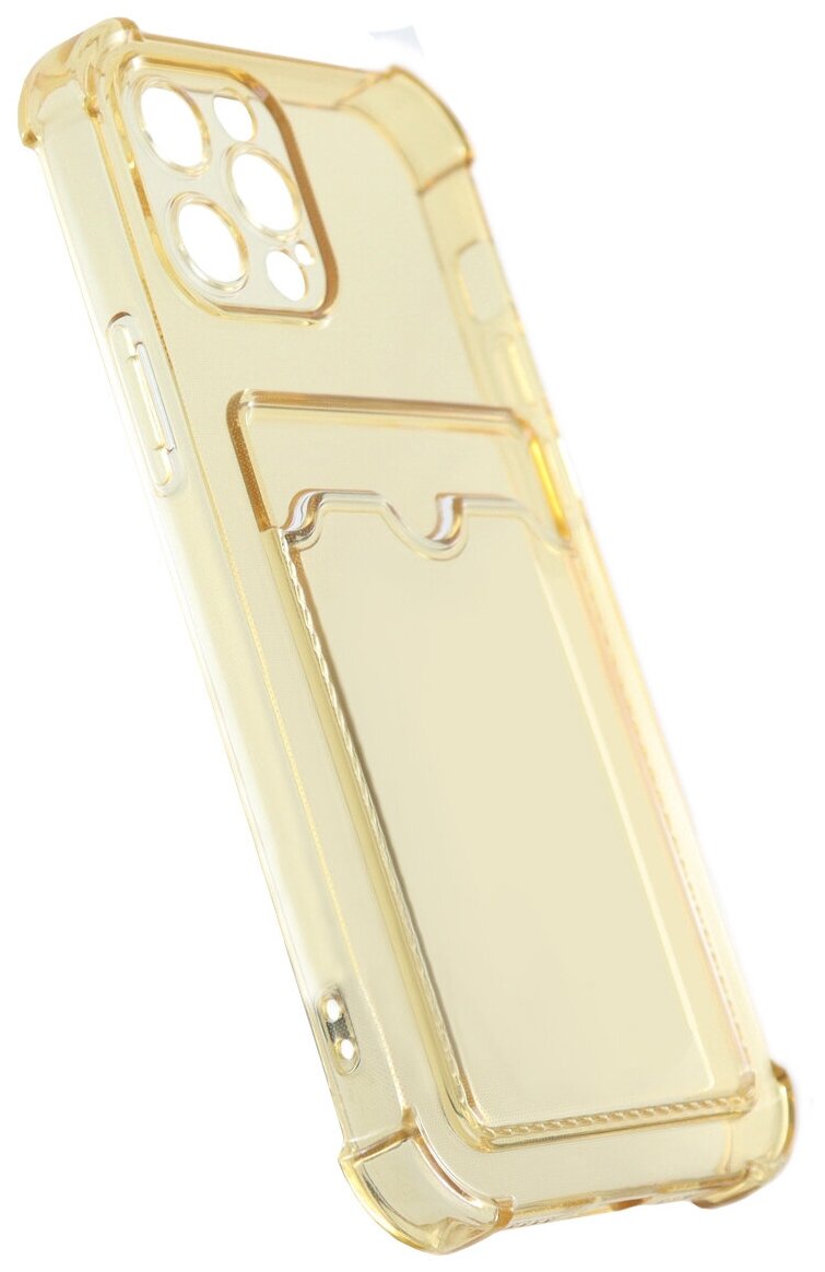 Чехол защитный усиленный TPU LuxCase для Apple iPhone 12 Pro, Прозрачно-золотой, - фото №3