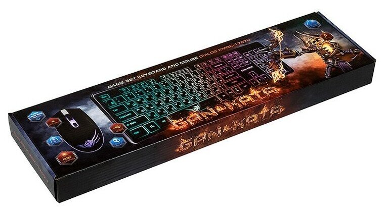 Dialog Проводной игровой набор KMGK-1707U WHITE Gan-Kata - клавиатура + опт. мышь с RGB подсветкой