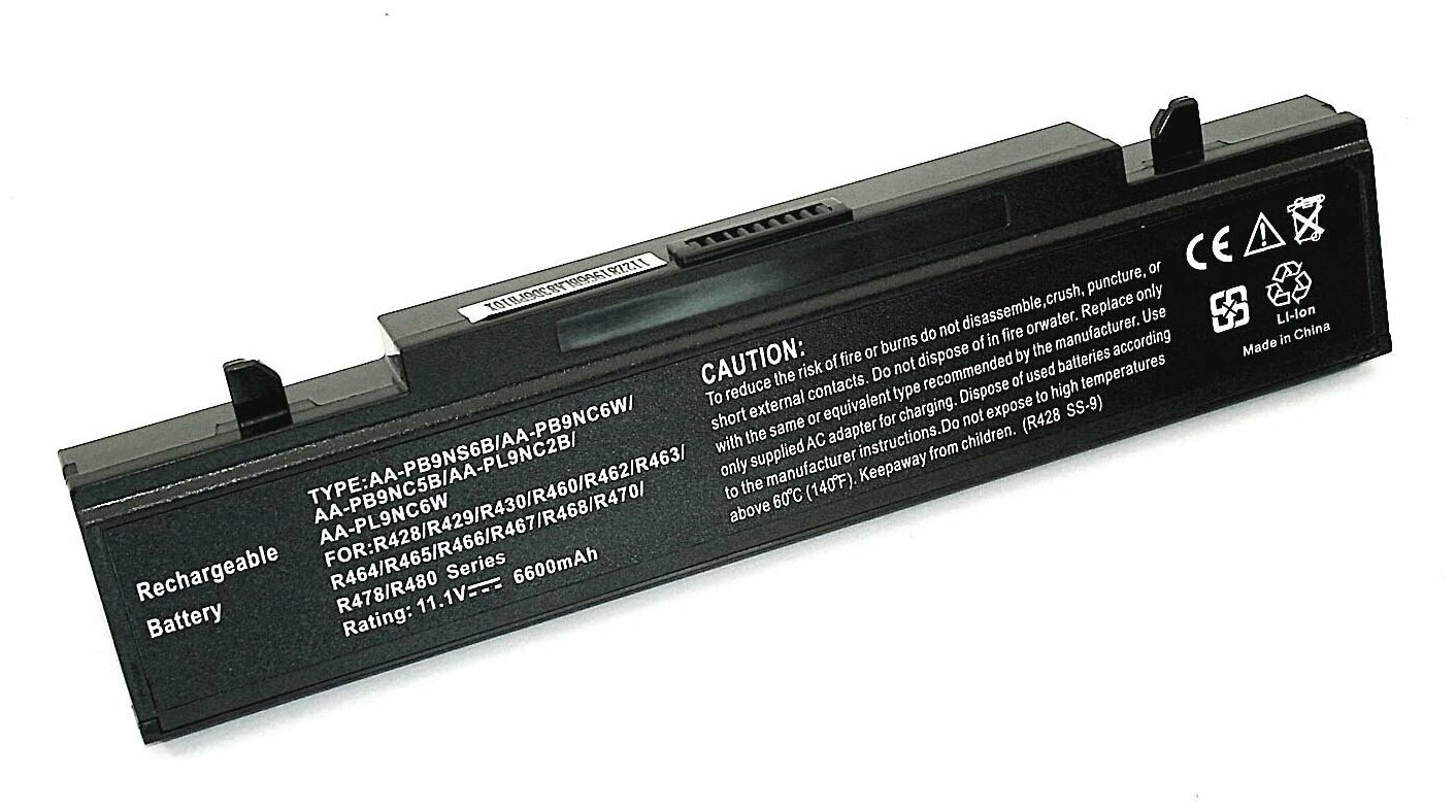 Аккумуляторная батарея для ноутбука Samsung R420 R510 R580 R530 (AA-PB9NC6B) 6600mAh OEM черная