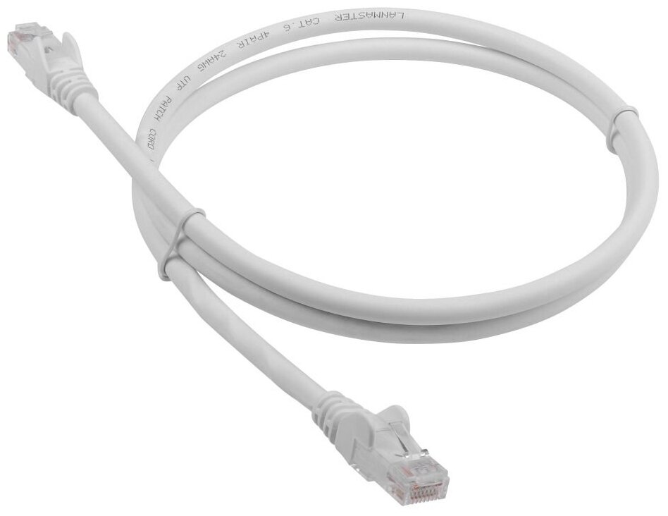 Патч-корд RJ45 - RJ45, 4 пары, UTP, категория 6, 0.5 м, белый, LSZH, LANMASTER LAN-PC45/U6-0.5-WH