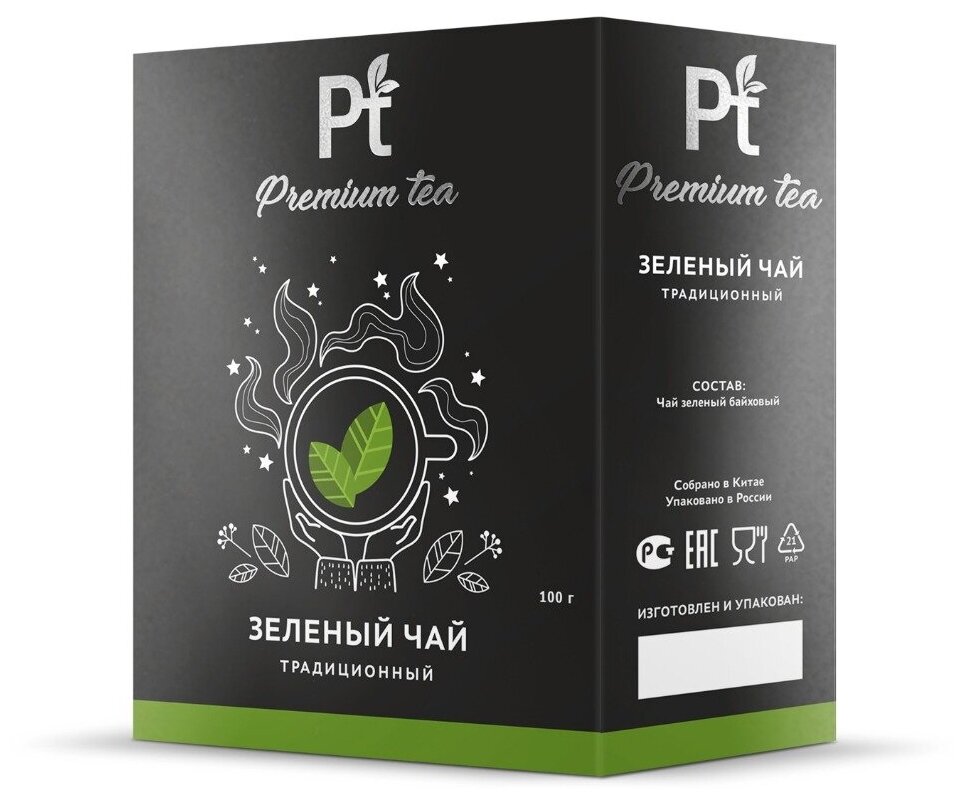 premium tea зеленый чай 100г - фотография № 3