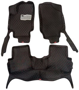 Кожаные 3D коврики Autozs Premium для Hyundai Solaris I (2011-2014) (2014+) черные с красной строчкой/Хендай Солярис 1, 3Д ковры в автомобиль