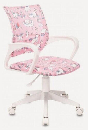 Изображение товара Кресло детское Бюрократ BUROKIDS 1 W розовый единороги крестовина пластик пластик белый