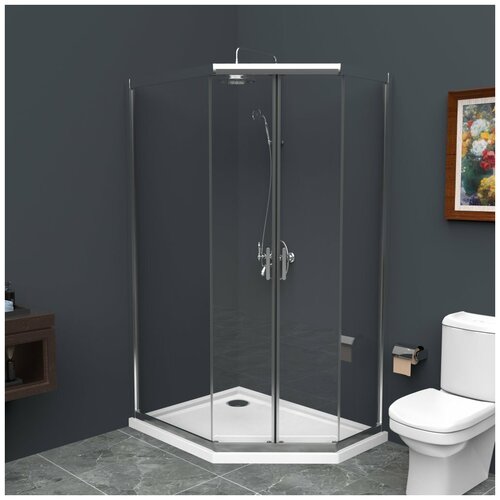 Душевой уголок BelBagno UNO-195-PH-2-100/80-C-Cr душевой уголок belbagno uno r2 90x90x195 см прозрачное стекло uno 195 r 2 90 c cr