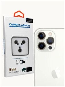 Фото Сапфировое защитное стекло на линзы камеры Sapphire Camera Armor для iPhone 12 Pro Max, серебристый