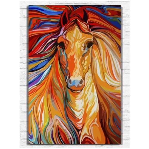 Картина по номерам на холсте Красочная лошадь (абстракция) - 9032 В 60x40