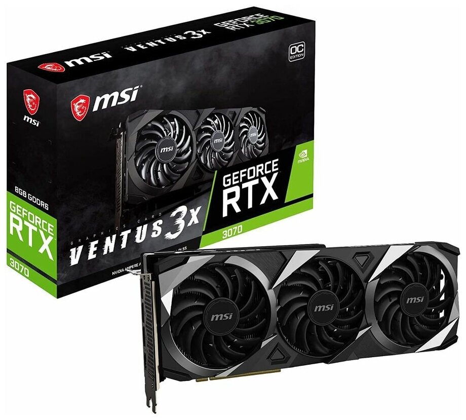 Видеокарта MSI GeForce RTX 3070 VENTUS 3X PLUS OC LHR 8Gb
