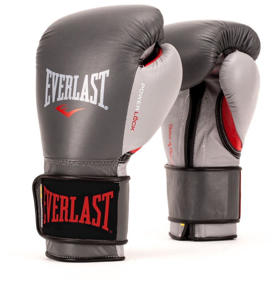 Перчатки тренировочные Powerlock сер/красн. - Everlast - Серый - 12 oz