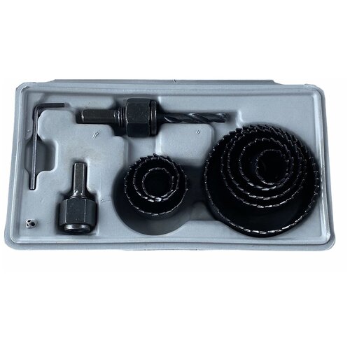 Набор кольцевых пил коронок по дереву 12 предметов (19, 22, 29, 32, 38, 44, 51, 64, 76 мм)