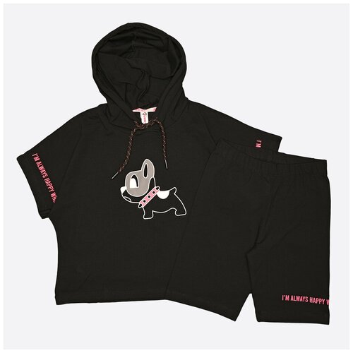 фото Комплект хлопковый (футболка + велосипедки) - черный - 12 лет cegisa