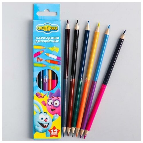 Двухсторонние цветные карандаши, 12 цветов, 6 штук