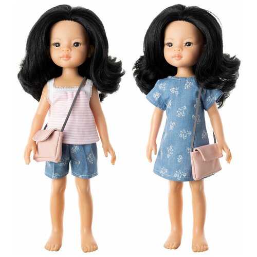 Летняя одежда с сумкой для кукол Paola Reina 32 см леопардовая юбка топ и кардиган paola reina для шарнирных кукол 32 см