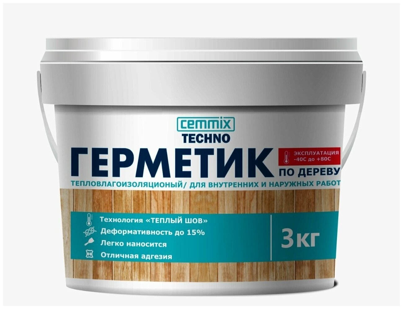 Герметик для дерева Cemmix Теплый шов Акриловый Медовый, 3 кг